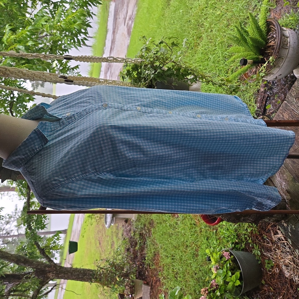 J. Mclaughlin Light Blue Checkered Button Front S… - image 4